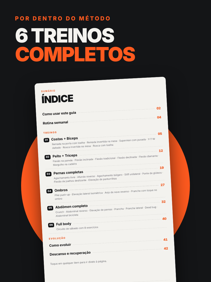 6 treinos completos — índice do guia